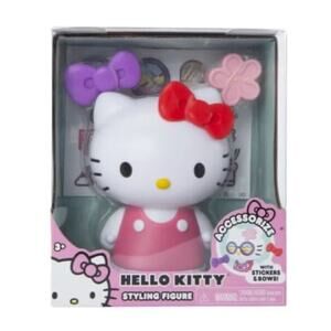 Cute 🎀 Hello‎ Kitty Styling 6.5” Figure Toy With Bows & Stickers 🎀 NIB